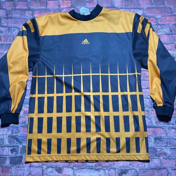 Vintage Adidas Goalkeeper Jersey Men’s M Soccer Goalie Black Orange Made In USA - Picture 1 of 7